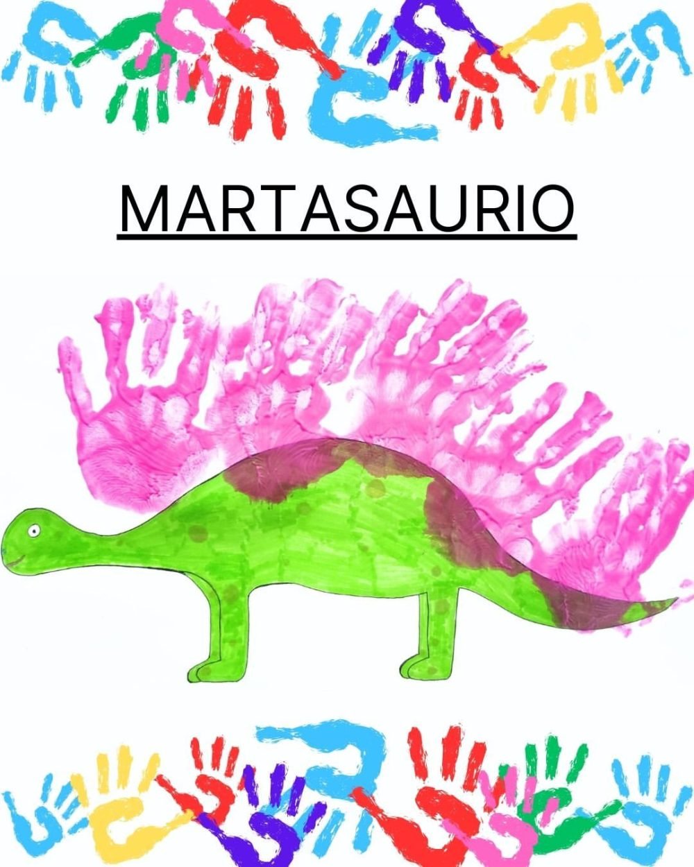 Pintar dinosaurio con las manos.